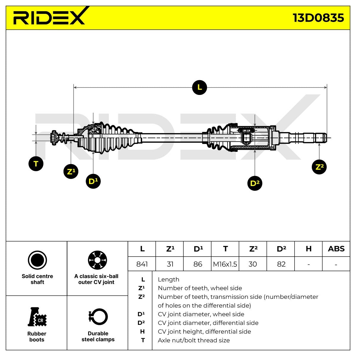 RIDEX 13D0835 Drive shaft