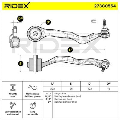 RIDEX 273C0554 Suspension arm front axle