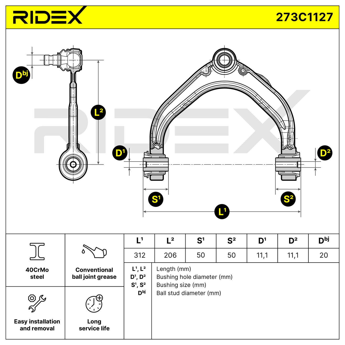 RIDEX 273C1127 Suspension arm