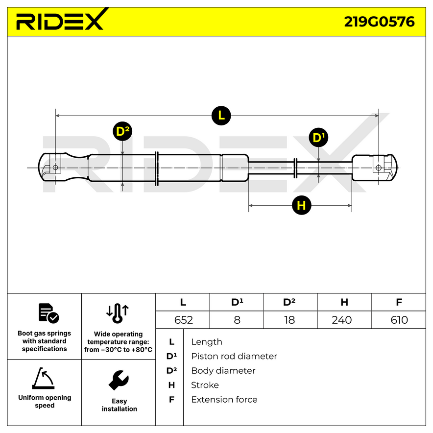 RIDEX 219G0576 Tailgate strut for X3