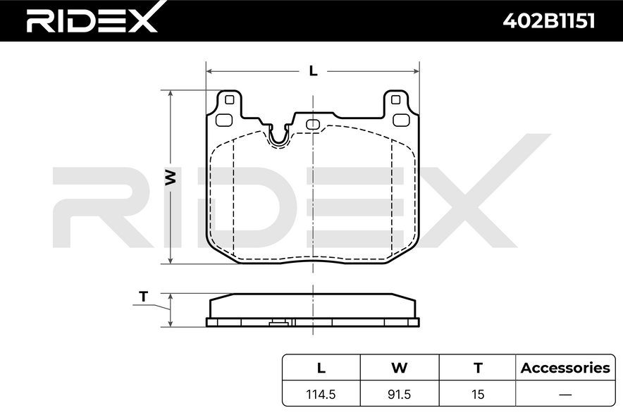 RIDEX 402B1151 Brake pad set