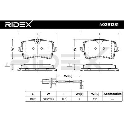 RIDEX 402B1331 Brake Pad Set for Audi - Rear Axle