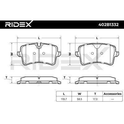 RIDEX 402B1332 Brake Pad Set for Audi - Rear Axle