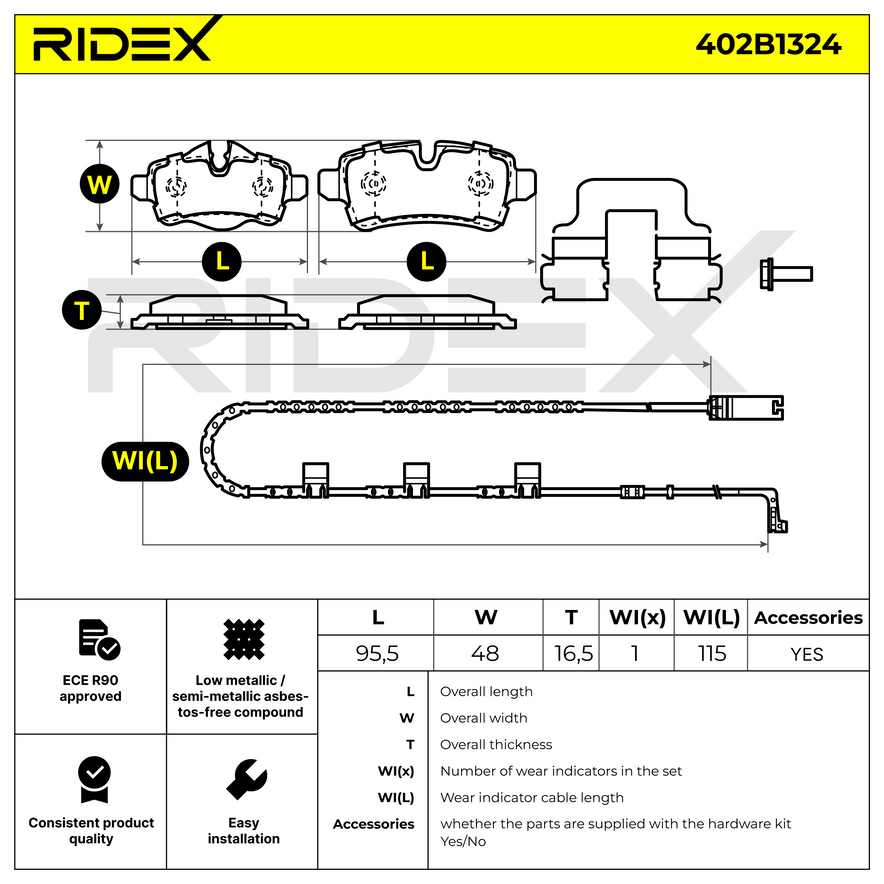 RIDEX 402B1338 Brake pad set