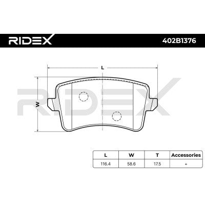 RIDEX 402B1376 Brake Pad Set for Audi - Rear Axle