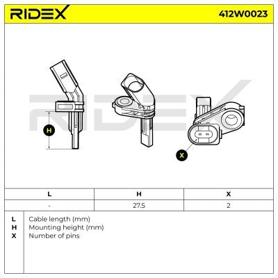 RIDEX 412W0023 ABS sensor Front Axle Left - for Audi