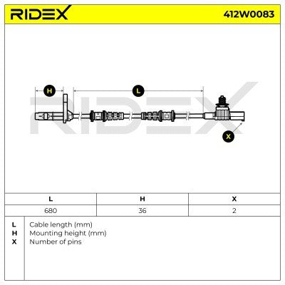 RIDEX 412W0083 ABS sensor Front Axle - for Mercedes