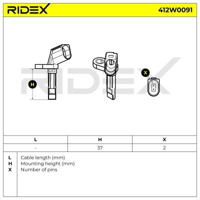 RIDEX 412W0091 ABS sensor Front Axle Right, Rear Axle Left - for Audi