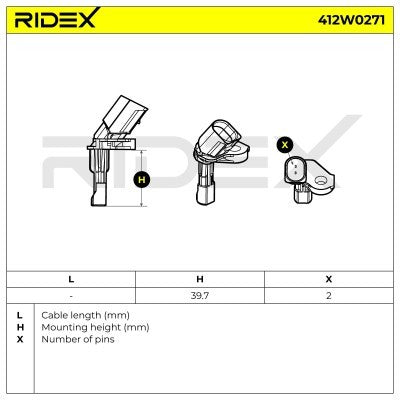 RIDEX 412W0271 ABS sensor Rear Axle Left - for Audi
