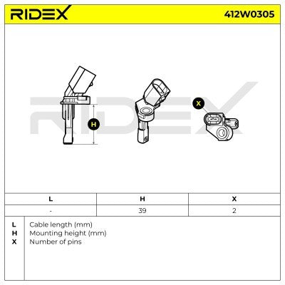 RIDEX 412W0305 ABS sensor Rear Axle Right - for Audi