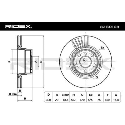 RIDEX 82B0168 Brake Disc, Rear Axle, Vented, Uncoated (pair)
