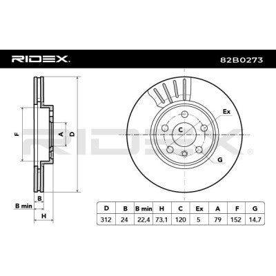 RIDEX 82B0273 Brake Disc front axle (pair)