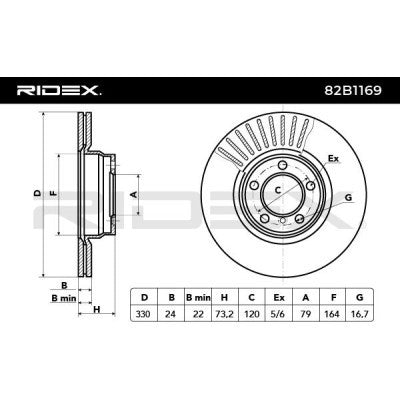 RIDEX 82B1169 Brake Disc - Front Axle (pair)