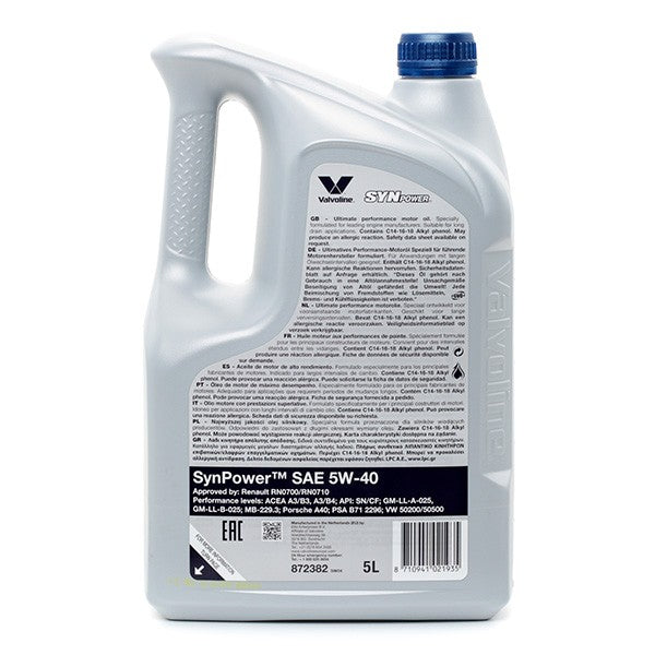 Valvoline 872382 SynPower - 5W-40 - 5L