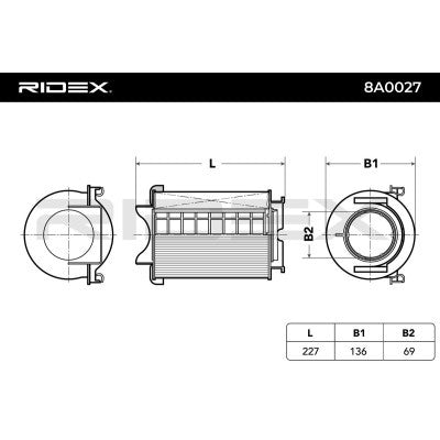 RIDEX 8A0027 Air Filter for Volkswagen
