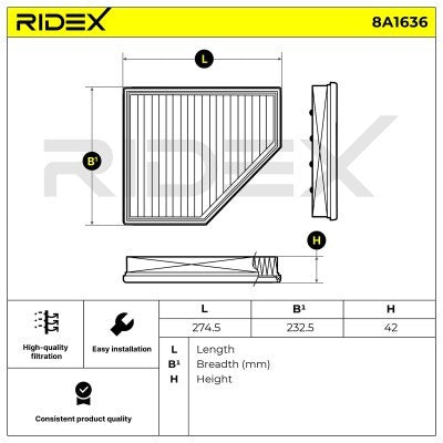 RIDEX 8A1636 Air Filter