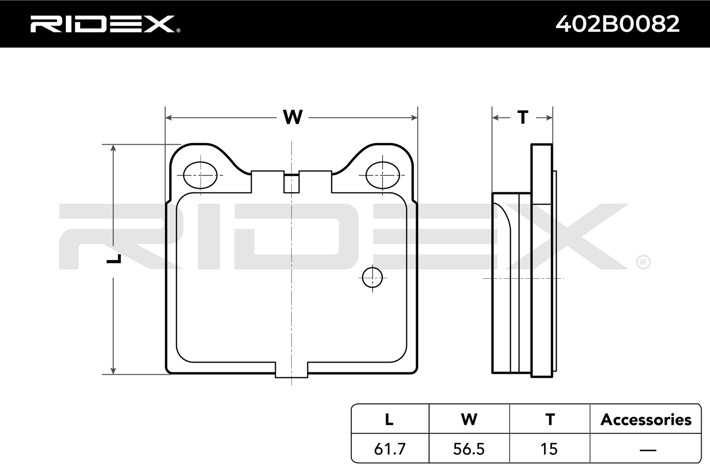 RIDEX 402B0082 Brake pad set