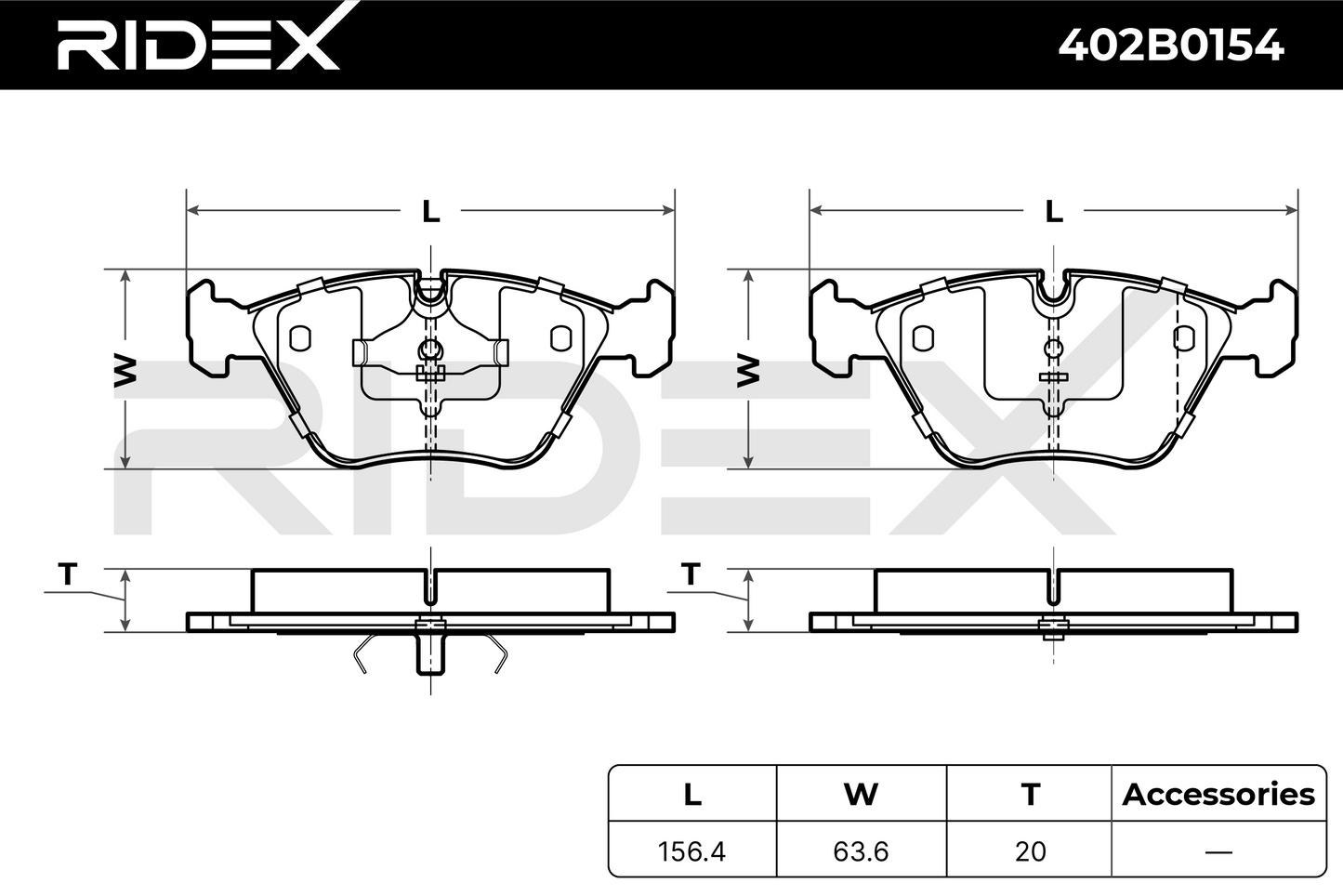 RIDEX 402B0154 Brake pad set