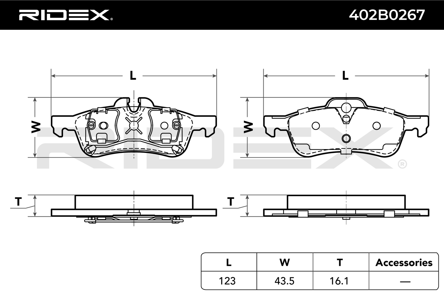 RIDEX 402B0267 Brake pad set