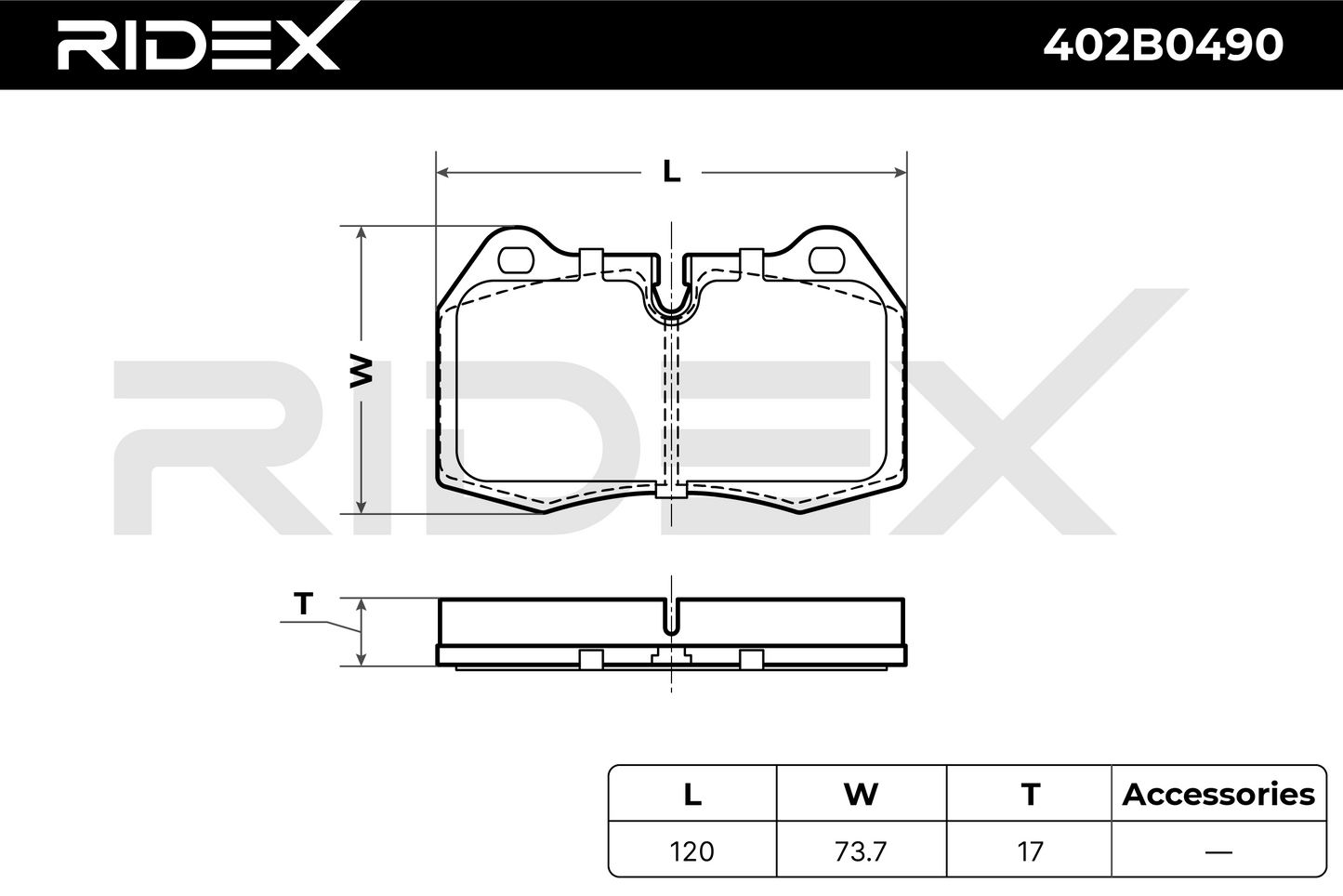 RIDEX 402B0490 Brake pad set