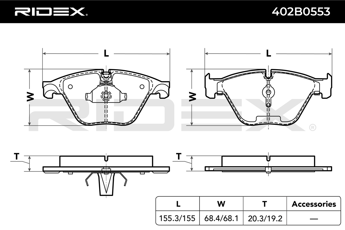 RIDEX 402B0553 Brake pad set - for BMW