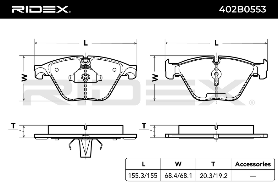 RIDEX 402B0553 Brake pad set - for BMW