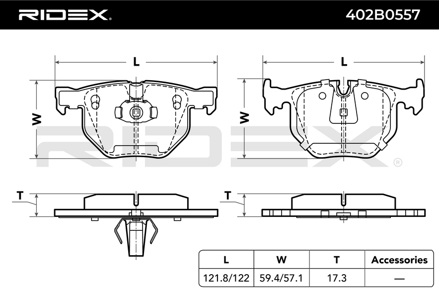 RIDEX 402B0557 Brake pad set Rear axle - for BMW