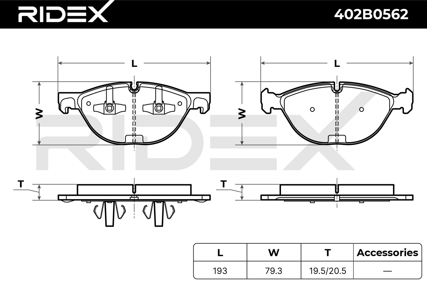 RIDEX 402B0562 Brake pad set