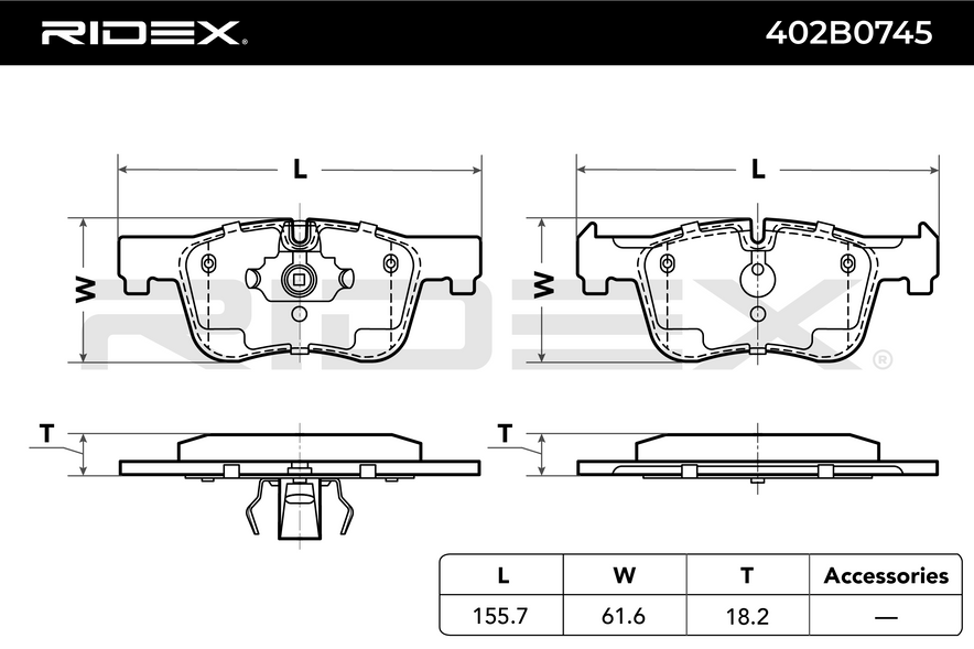 RIDEX 402B0745 Brake pad set Front axle - for BMW