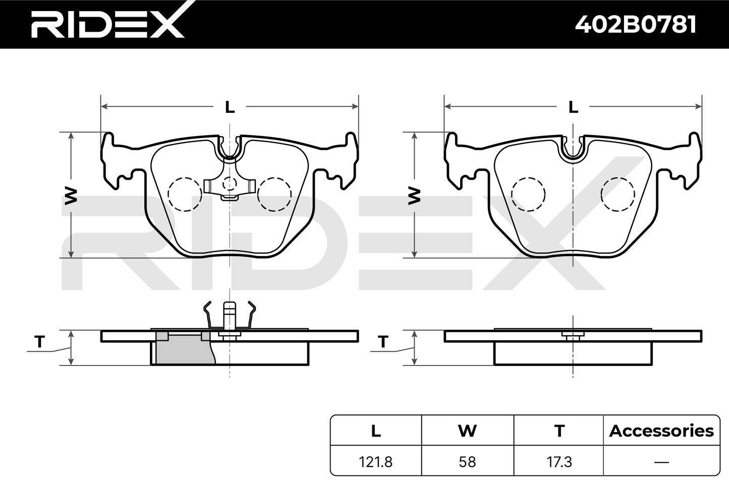 RIDEX 402B0781 Brake pad set - for BMW