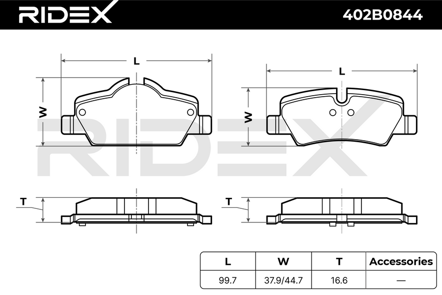 RIDEX 402B0844 Brake pad set