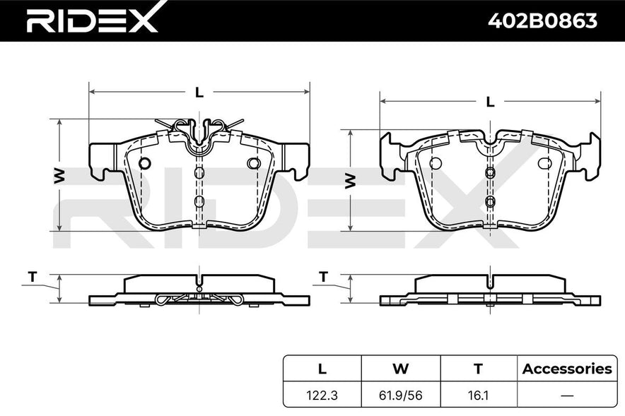 RIDEX 402B0863 Brake Pad Set for Mercedes - Rear Axle
