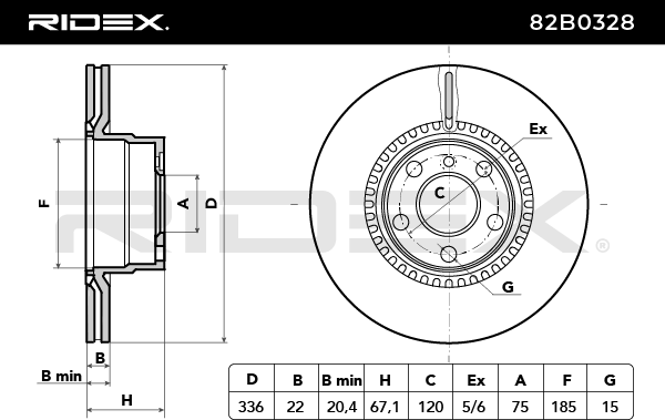 RIDEX 82B0328 Brake Disc - rear axle (pair)