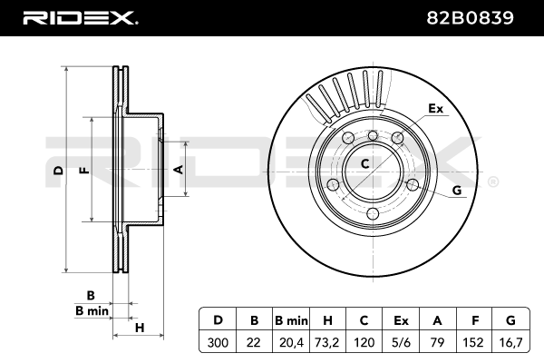 RIDEX 82B0839 Brake Disc - front axle (pair)