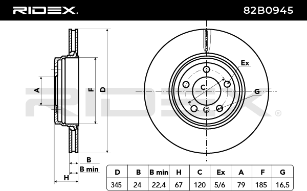 RIDEX 82B0945 Brake Disc - rear axle (pair)