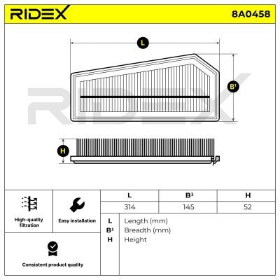 RIDEX 8A0458 Air Filter for Mercedes