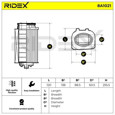 RIDEX 8A1021 Air Filter for Mercedes