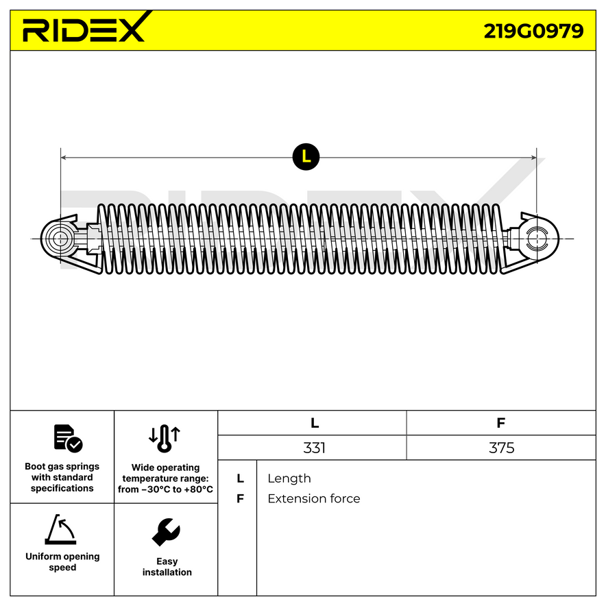 RIDEX 219G0979 Tailgate strut for BMW 5 Saloon (F10)