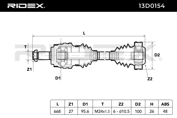 RIDEX 13D0154 Drive Shaft