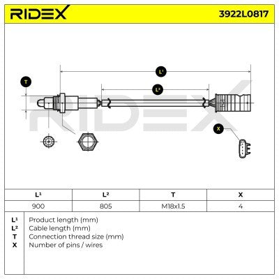 RIDEX 3922L0817 Lambda Sensor
