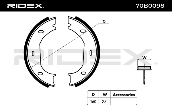 RIDEX 70B0098 Brake Shoe Set
