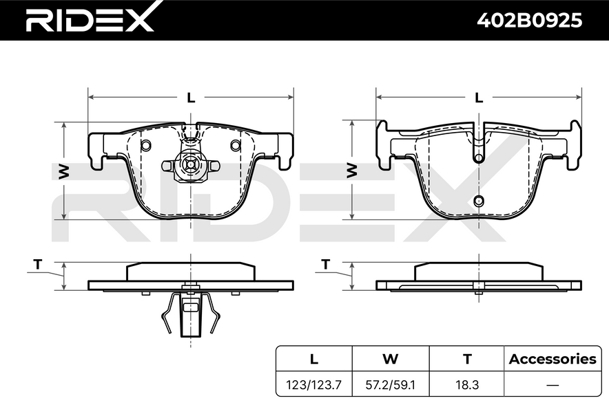RIDEX 402B0925 Brake pad set - for BMW
