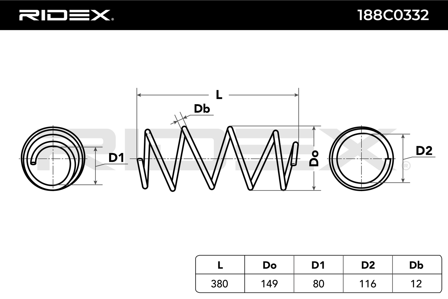 RIDEX 188C0332 Coil Spring