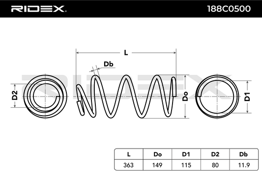 RIDEX 188C0500 Coil Spring