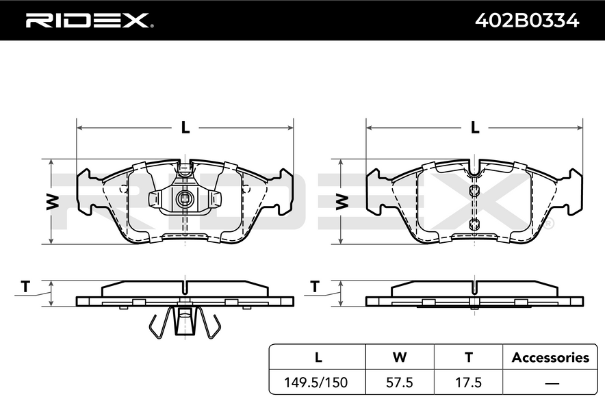 RIDEX 402B0334 Brake pad set Front axle - for BMW