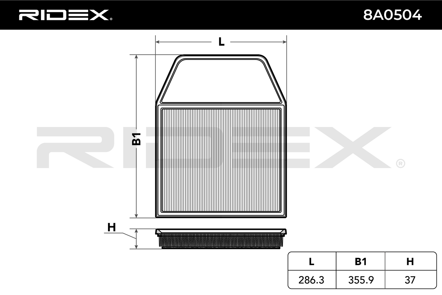 RIDEX 8A0504 Air Filter; Filter Insert