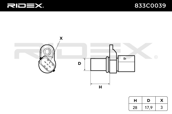 RIDEX 833C0039 Crankshaft sensor