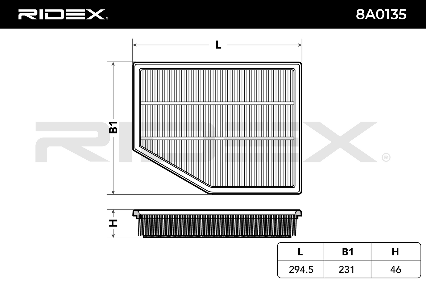 RIDEX 8A0135 Air Filter - for BMW