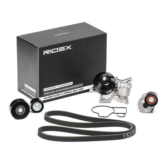 RIDEX 4172P0040 Water Pump + V-Ribbed Belt Kit, with water pump