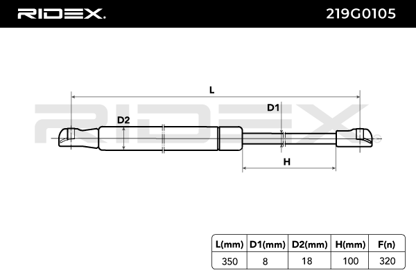 RIDEX 219G0105 Tailgate strut for E46